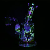 Fungi Eyes, They're Watching You Glow In The Dark Glass Dab Rig - 6" / 14mm F