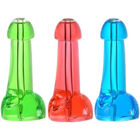 4CT SET Cold Member Glycerin Hand Pipes in Assorted Colors - Front View on White Background