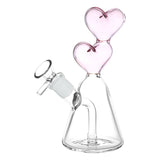 Hearts Converge Glass Water Pipe with 14mm Female Joint and Borosilicate Glass