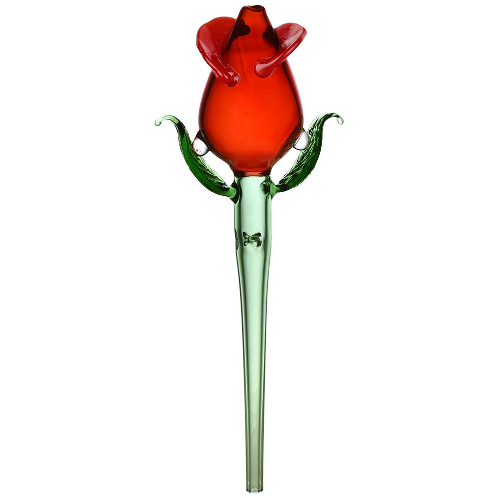 Valentine Rose Glass Dab Straw - 6" - Front View on Seamless White Background