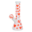 Valentines Day Heart Glow In The Dark Beaker Water Pipe - 10" Front View