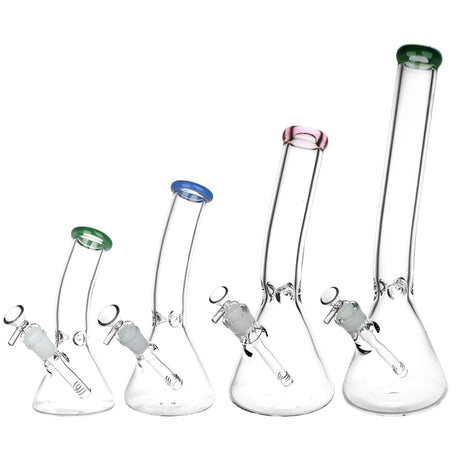 Assorted Classic Bent Neck Beaker Glass Water Pipes with 14mm Female Joint and Colored Accents