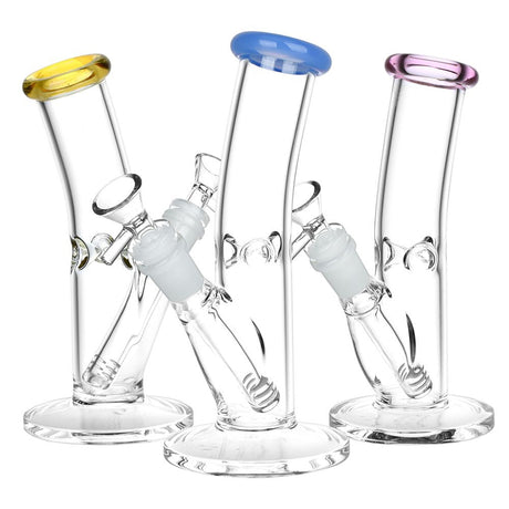 Three Bent Neck Straight Tube Glass Water Pipes with Colored Accents, 14mm Female Joint