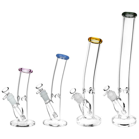 Variety of Classic Bent Neck Straight Tube Glass Water Pipes in assorted colors with 14mm female joint