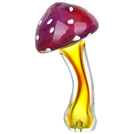 Amanita Mushroom Fumed Glass Hand Pipe, 4.75" with Borosilicate Colored Glass, Front View