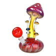 Colorful Mushroom Collective Bent Neck Glass Water Pipe with Fumed Finish - Front View