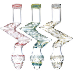 Striped Zig Zag Glass Steamroller Hand Pipes in Various Colors - Front View