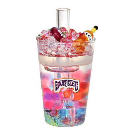 Dabtized Bottoms Up Shot Glass Hand Pipe - 4" Assorted Designs with Colorful Glass Chillum