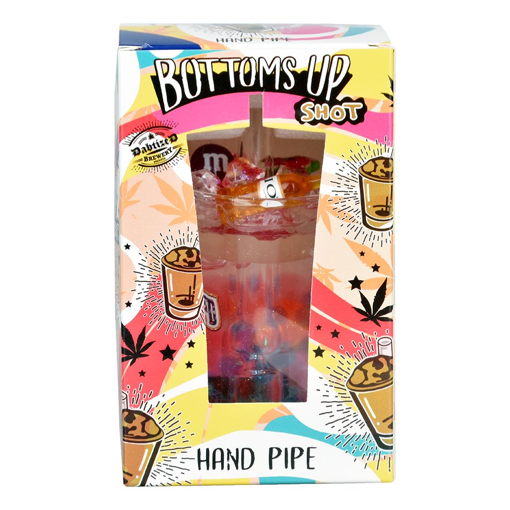 Dabtized Bottoms Up Shot Glass Hand Pipe - 4" with Assorted Designs in Packaging
