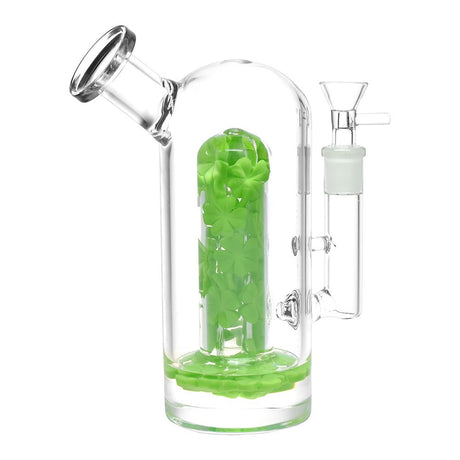 Lucky Clover Glass Water Pipe 7.75" with 14mm Female Joint and Borosilicate Glass, Front View