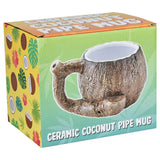 Ceramic Coconut Pipe Mug - 20oz with Tropical Box Packaging - Front View