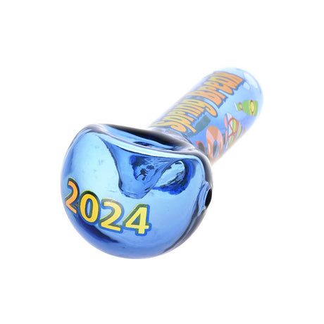 Spring Break 2024 themed glass spoon pipe, 5", assorted colors, borosilicate, angle view