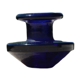 Calibear Puffco Peak Carb Cap in blue glass, front view on a seamless white background, compact design for dab rigs.