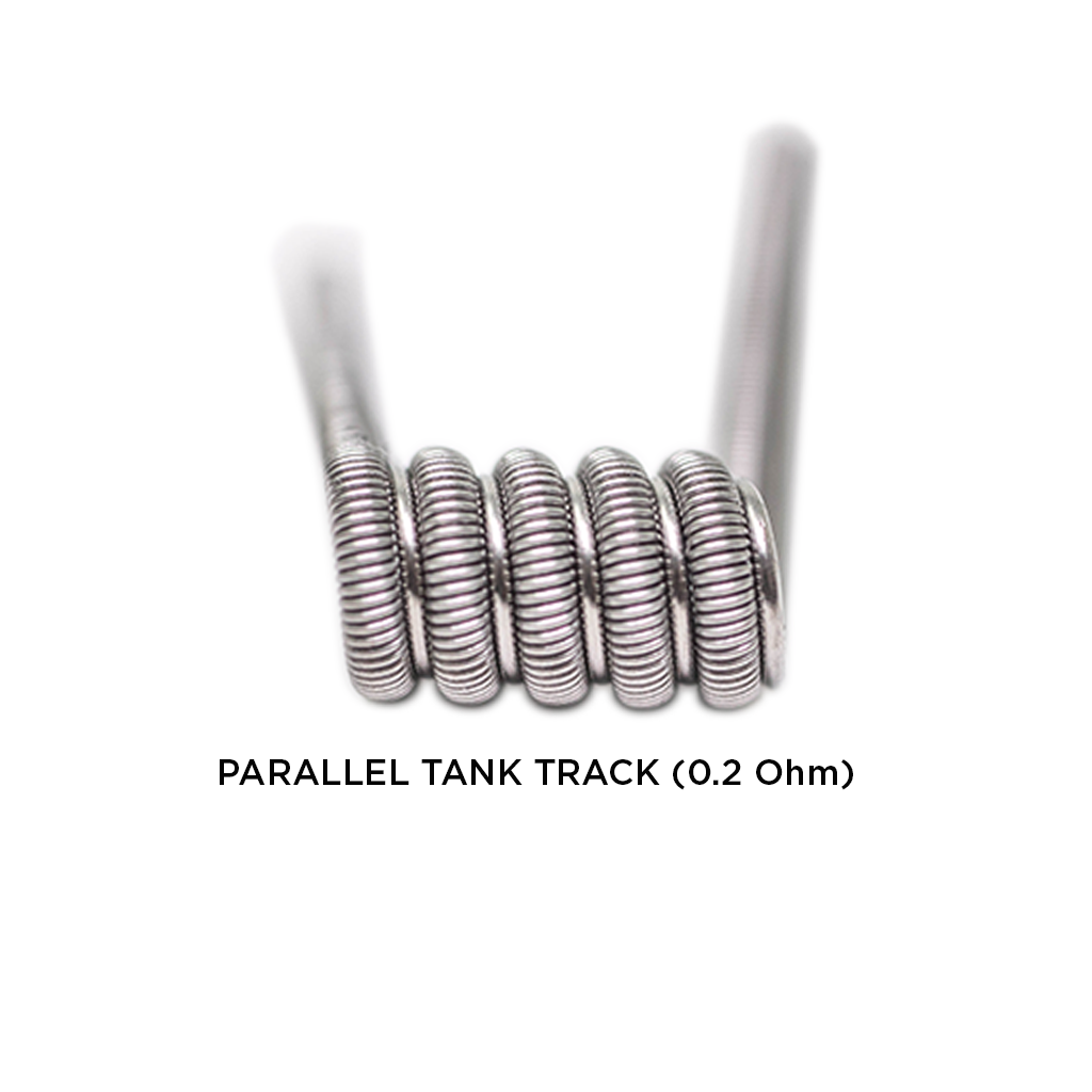 Medusa Customs Parallel Tank Track Pre-Built Coils, 0.2 Ohm, 5 Pack - Close-Up View