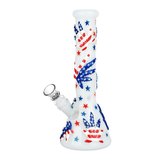 Patriot Leaf Glow In The Dark Glass Beaker Water Pipe | 10" | 14mm F