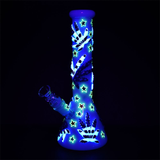 Patriot Leaf Glow In The Dark Glass Beaker Water Pipe | 10" | 14mm F