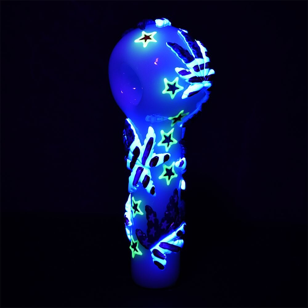 Patriot Leaf Glow In The Dark Glass Spoon Pipe | 5"