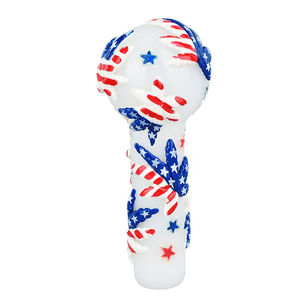 Patriot Leaf Glow In The Dark Glass Spoon Pipe | 5"