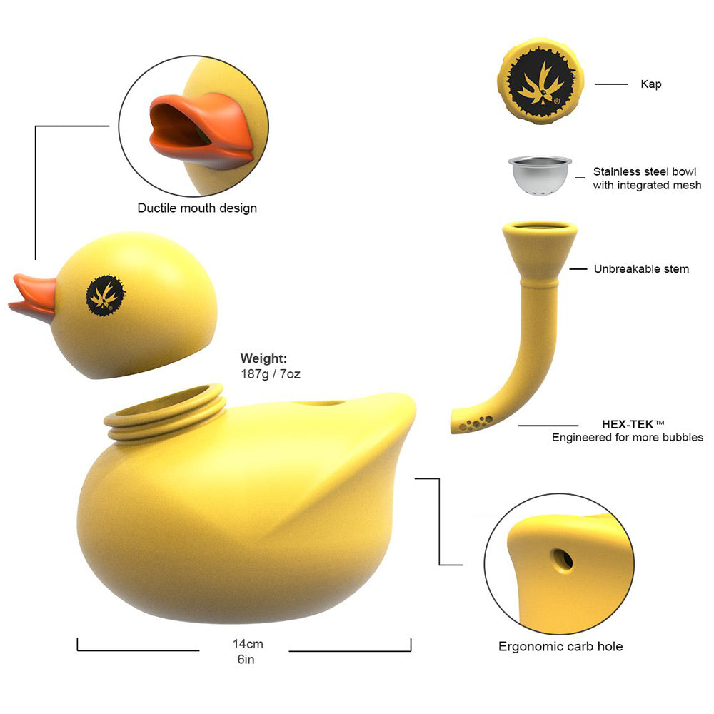 Piecemaker Kwack Silicone Duck Bong with Stainless Steel Bowl and HEX-TEK Design