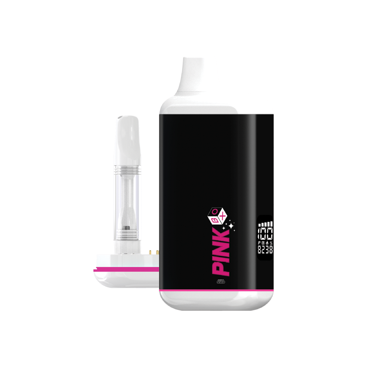 Pink Formula 510 Battery in discreet vape design with robust 1000mAh, front view on white background