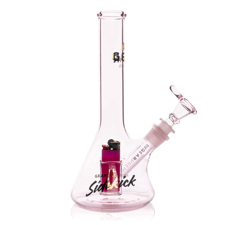 Gear Premium 9 Sidekick Mini Beaker in Pink, borosilicate glass water pipe with lighter holster