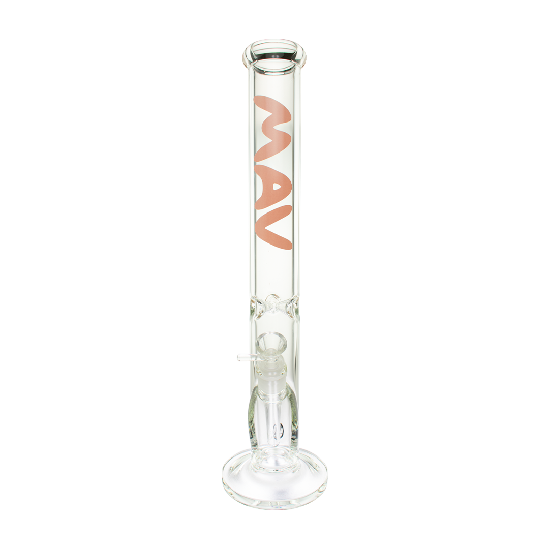 MAV Glass 18" Classic Straight Bong in Borosilicate, Front View on Seamless White