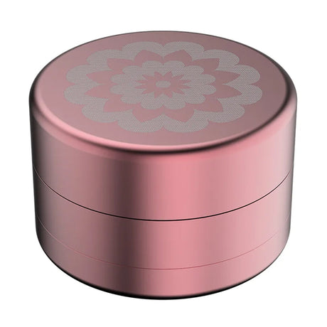 Flower Mill 2.5" Standard Grinder in Pink with Etched Floral Design - Top View