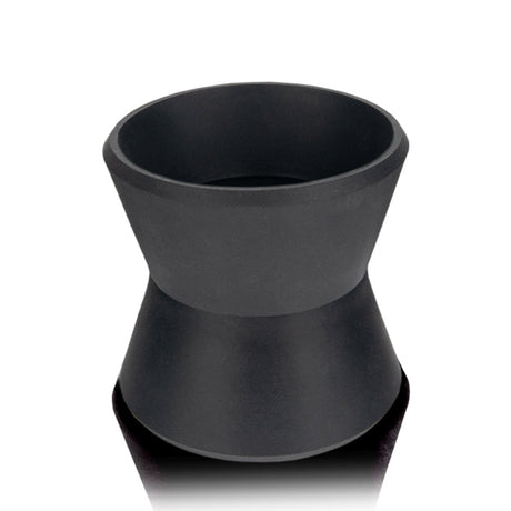 MJ Arsenal Hippie Hitter Pipe in matte black, front view on reflective surface, 14mm borosilicate