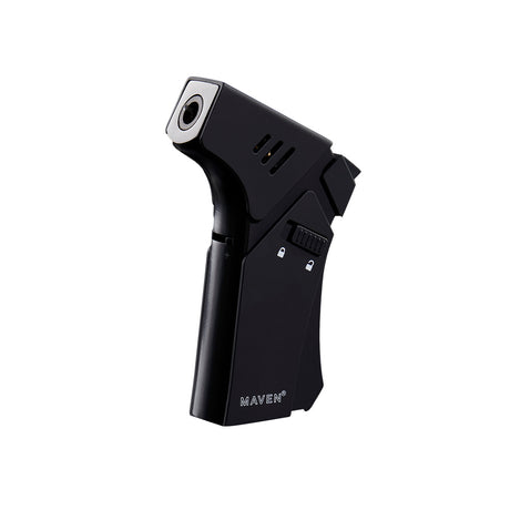 Maven Torch Pro in Black with Ergonomic Hand Grip and Windproof Jet Flame, Side View