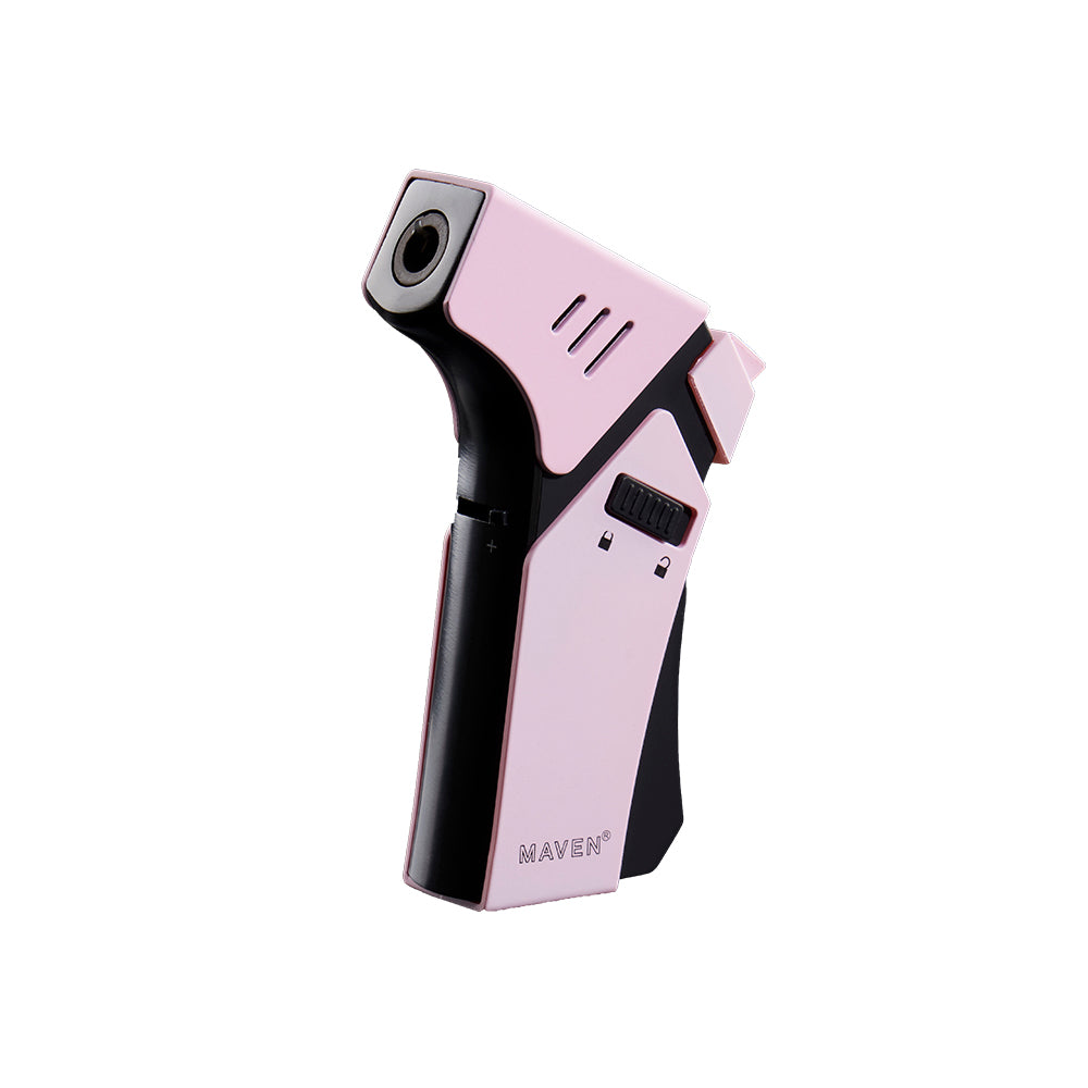Maven Torch Pro in Pink with Ergonomic Grip and Windproof Jet Flame - Side View