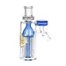 Pulsar 7-Arm Ash Catcher in blue, 45-degree angle, clear borosilicate glass, front view on white background