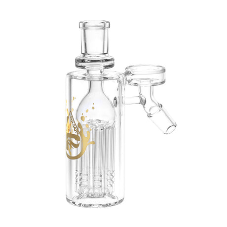 Pulsar 7-Arm Ash Catcher 14mm in clear glass, 45-degree joint angle, with logo