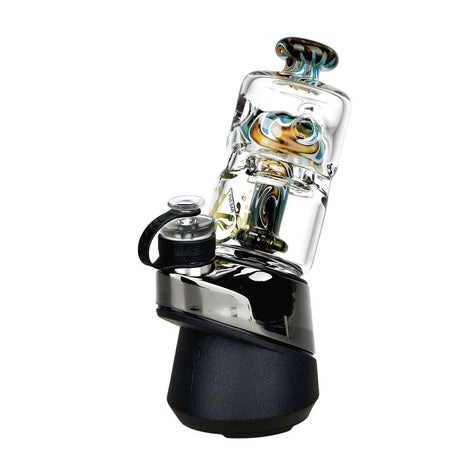Pulsar Fab Ball Showerhead Attachment on Puffco Peak, Angled View with Colored Accents