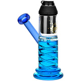 Pulsar Glycerin Hand Pipe for Puffco Proxy, 5.5" with blue spiral design - front view