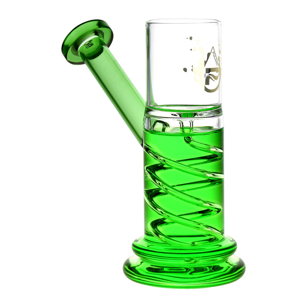 Pulsar Glycerin Hand Pipe for Puffco Proxy in Green, 5.5" with Spiral Design - Front View