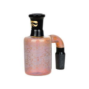 Pulsar Inside Print Ash Catcher in Amber with THC Blueprint Design, 14mm 90 Degree, Front View