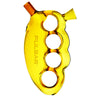 Pulsar Glass Knuckle Bubbler in vibrant yellow, front view, compact design with borosilicate glass