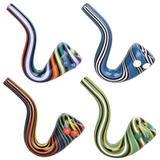 Pulsar Scrumptious Striped Glass Sherlock Pipe | 4" | Assorted Colors | 4ct Bundle