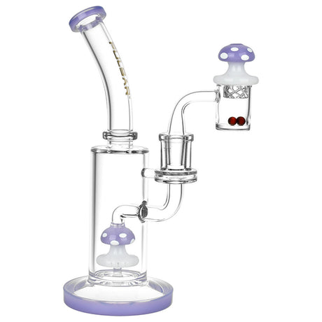 Pulsar Shroom Rig Set in Purple with Carb Cap, 8.5" tall, for concentrates, side view on white background