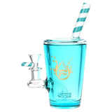 Pulsar Soda Cup Glycerin Water Pipe, 7.5" tall, 14mm F, in Blue with Borosilicate Glass, front view