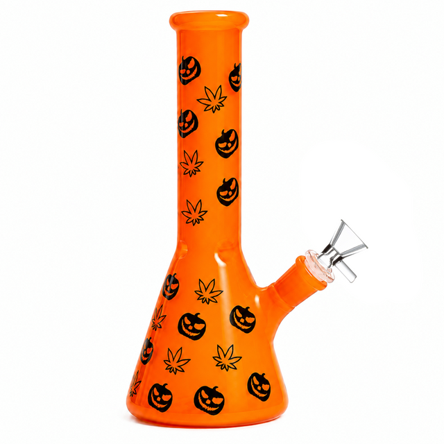 10 inch Pumpkin Toke beaker bong matte orange and black
