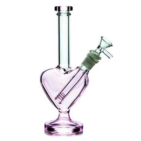 1Stop Glass 9" Valentine Heart Bong in Purple, Beaker Design, Portable, for Dry Herbs