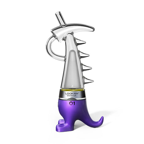 Lookah Dinosaur Vaporizer in Purple with Borosilicate Glass, Front View on White Background