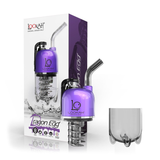 Lookah Dragon Egg Vaporizer in purple with glass mouthpiece and packaging