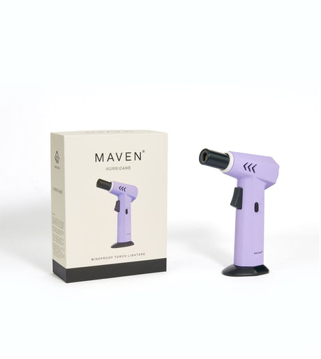 Maven Torch Hurricane in Purple - Windproof Jet Flame Dab Rig Torch with Packaging