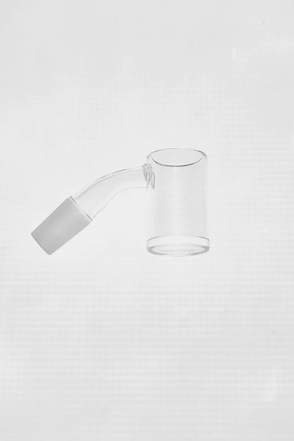 Thick Ass Glass Quartz Banger at 45° angle, flat top, high airflow, for bongs, clear view on white