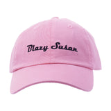 Front view of Blazy Susan pink dad hat with embroidered logo, perfect for stoner-dad and stoner-mom