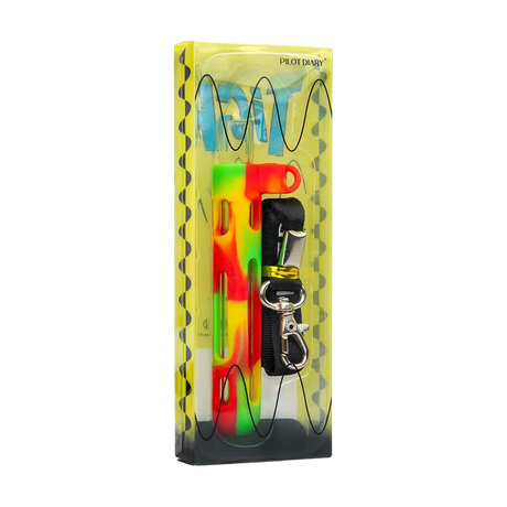 PILOT DIARY 2 IN 1 Concentrate Taster Pipe in Rasta Colors with Keychain and Packaging