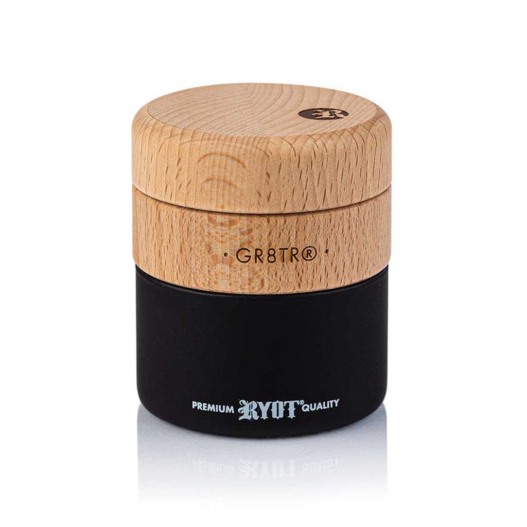 RYOT Wood Top GR8TR Grinder w/ Glass Jar Body - 2.5"