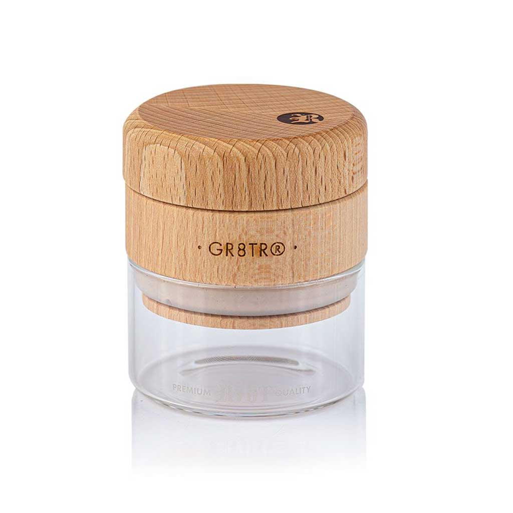 RYOT Wood Top GR8TR Grinder w/ Glass Jar Body - 2.5"